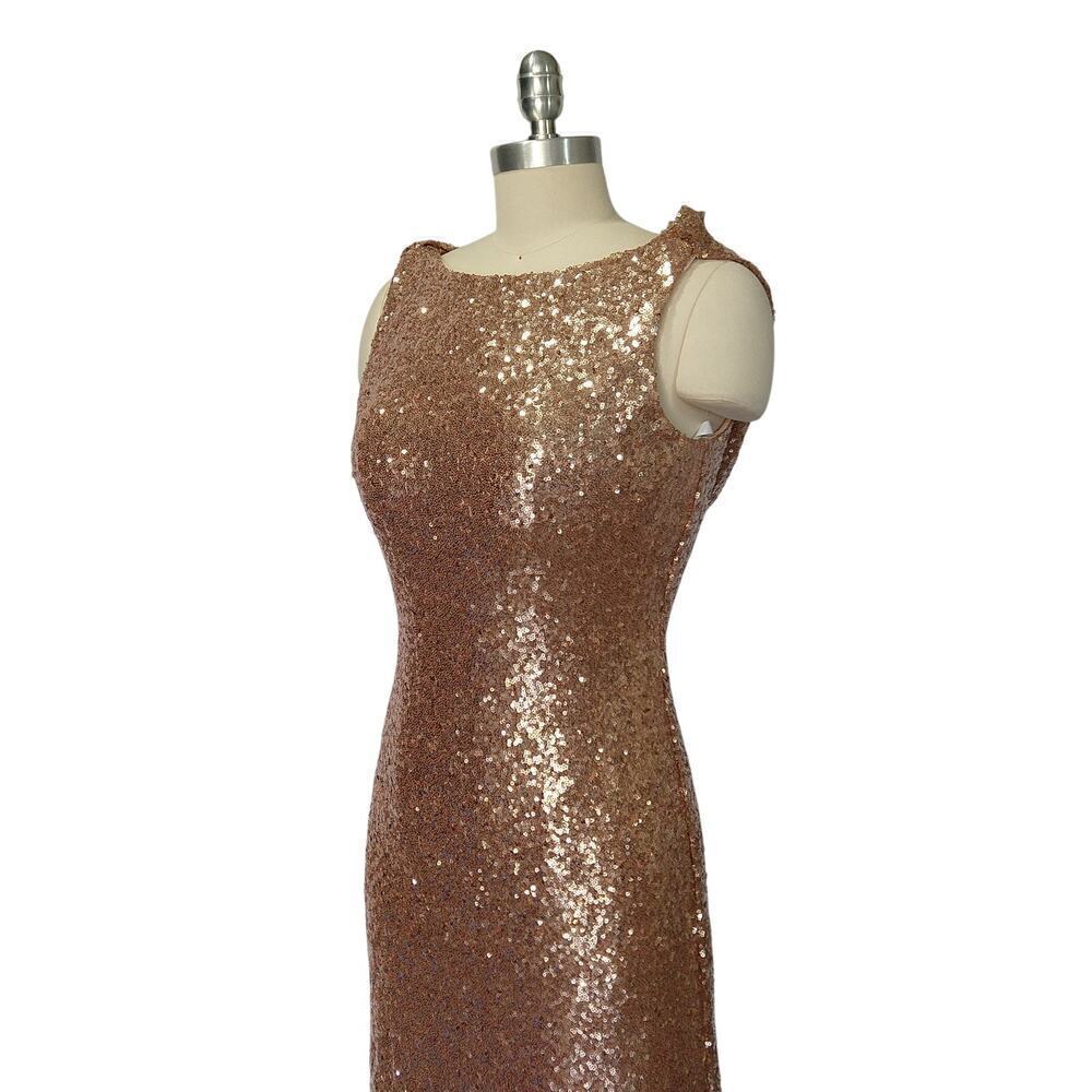 90s glitter prom dress Vintage Y2k Maxi Gown Size 4 Rose Gold… Rush Service:With Rush+$20.00